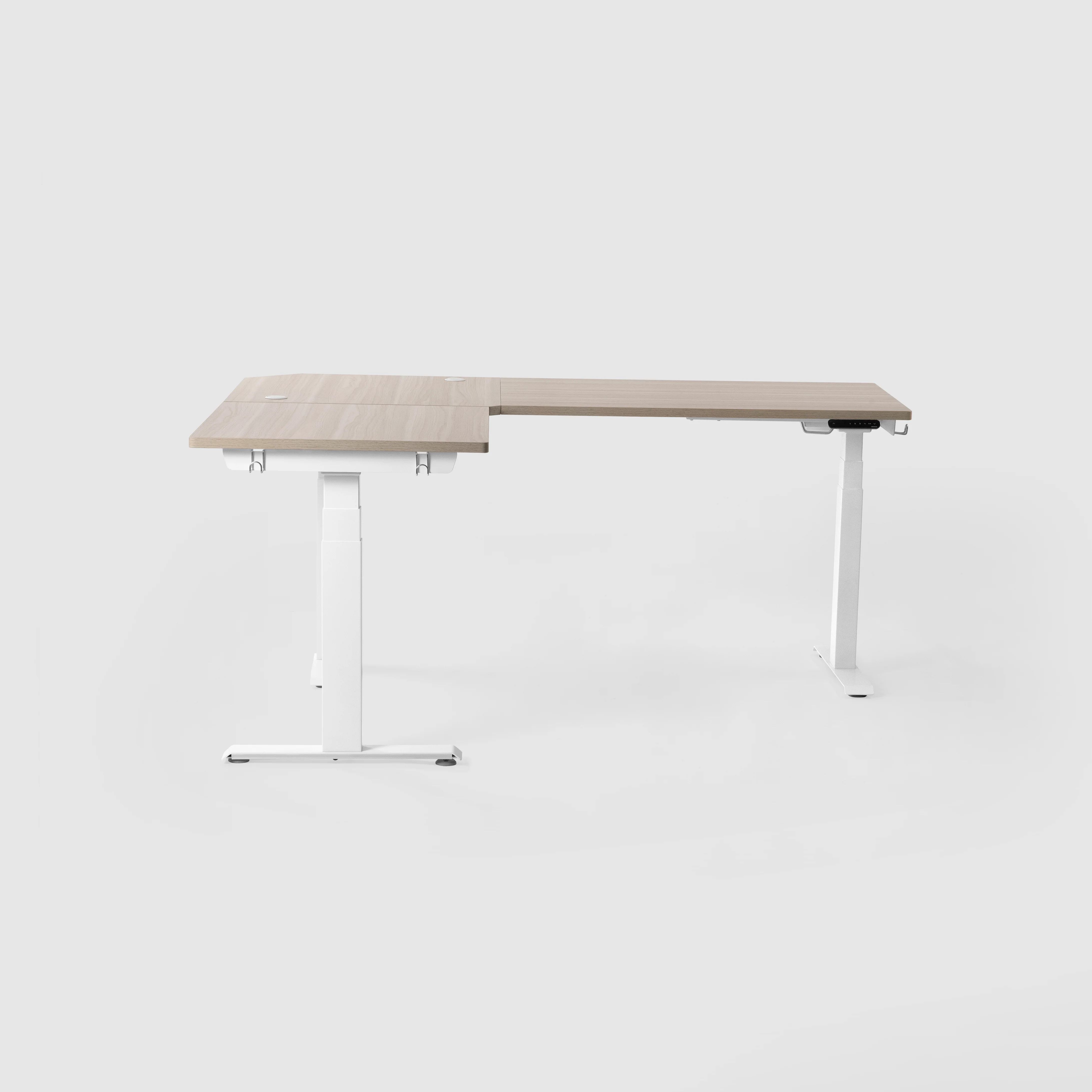 Höhenverstellbarer Eckschreibtisch-Heller Walnussbaum/Weiß - Image 3